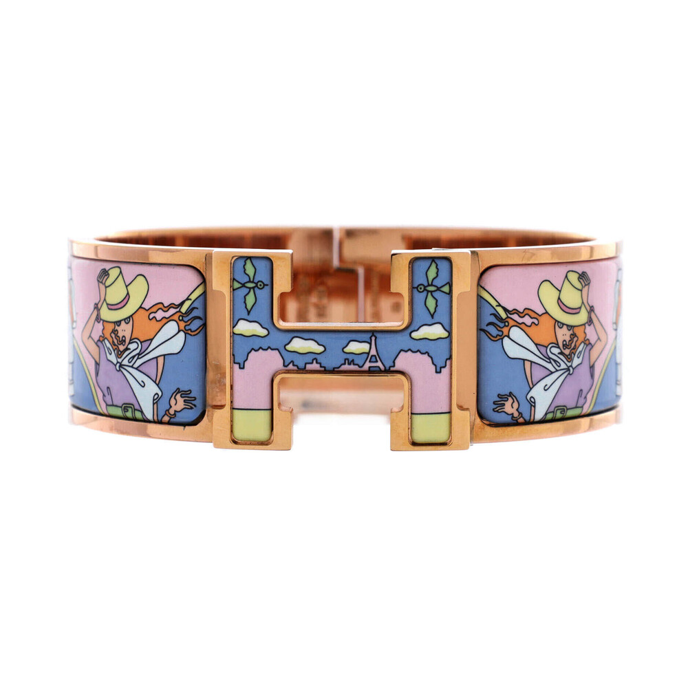 Hermes Wide Clic H Bracelet Printed Enamel